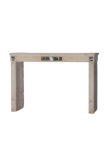 Maison Leon Van den Bogaert Authentic French Fireplace Mantel in Hard Limestone With Griotte Rubanée Marble Inlays – Elegant Beige Stone Surround for Modern, Classic or Contemporary Interiors