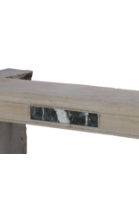 Maison Leon Van den Bogaert Authentic French Fireplace Mantel in Hard Limestone With Griotte Rubanée Marble Inlays – Elegant Beige Stone Surround for Modern, Classic or Contemporary Interiors
