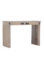 Maison Leon Van den Bogaert Authentic French Fireplace Mantel in Hard Limestone With Griotte Rubanée Marble Inlays – Elegant Beige Stone Surround for Modern, Classic or Contemporary Interiors