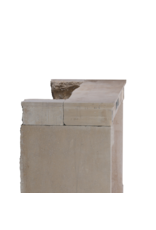Maison Leon Van den Bogaert Authentic French Fireplace Mantel in Hard Limestone With Griotte Rubanée Marble Inlays – Elegant Beige Stone Surround for Modern, Classic or Contemporary Interiors