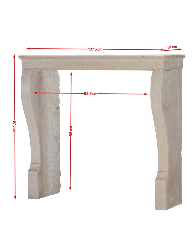 Maison Leon Van den Bogaert 19th Century French Louis Philippe Fireplace in Timeless Beige Limestone
