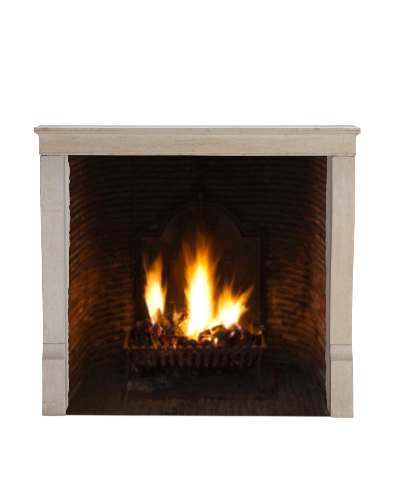 Maison Leon Van den Bogaert 19th Century French Louis Philippe Fireplace in Timeless Beige Limestone