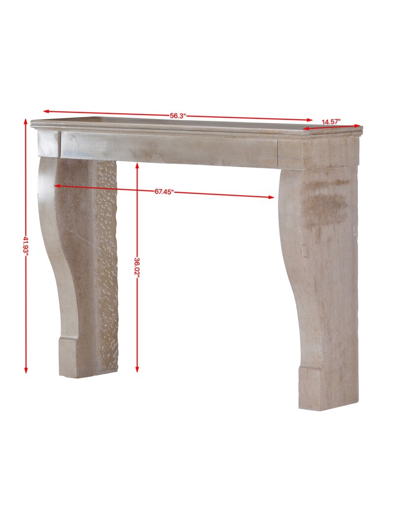 Maison Leon Van den Bogaert Chimenea francesa en piedra caliza natural – Elegancia serena perfecta para suelos de hormigón claro y paredes encaladas