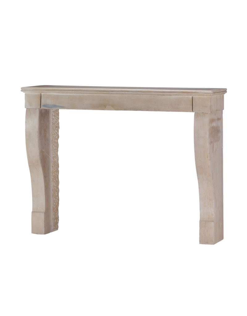 Maison Leon Van den Bogaert Authentic French Fireplace Surround in Beige Limestone – Timeless Minimal Design for Modern, Contemporary, and Southern Homes