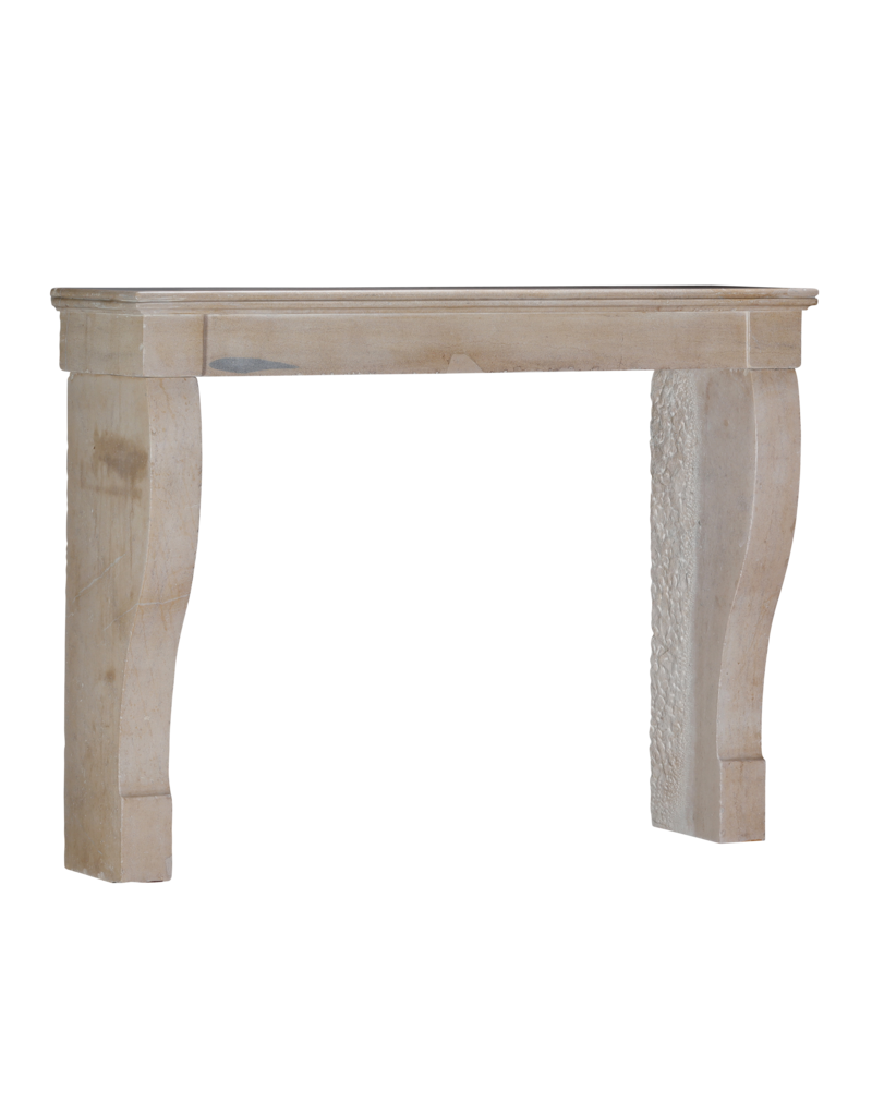 Maison Leon Van den Bogaert Authentic French Fireplace Surround in Beige Limestone – Timeless Minimal Design for Modern, Contemporary, and Southern Homes