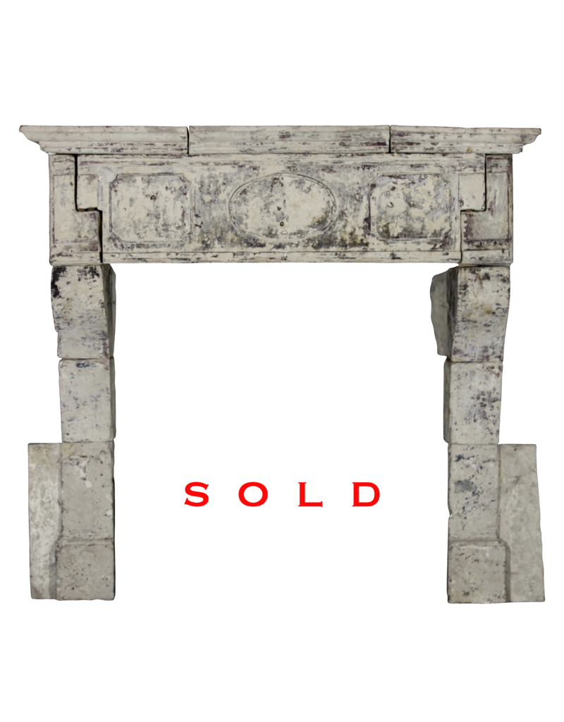 French 17Th Century Period French Country Style Limestone Fireplace Mantle