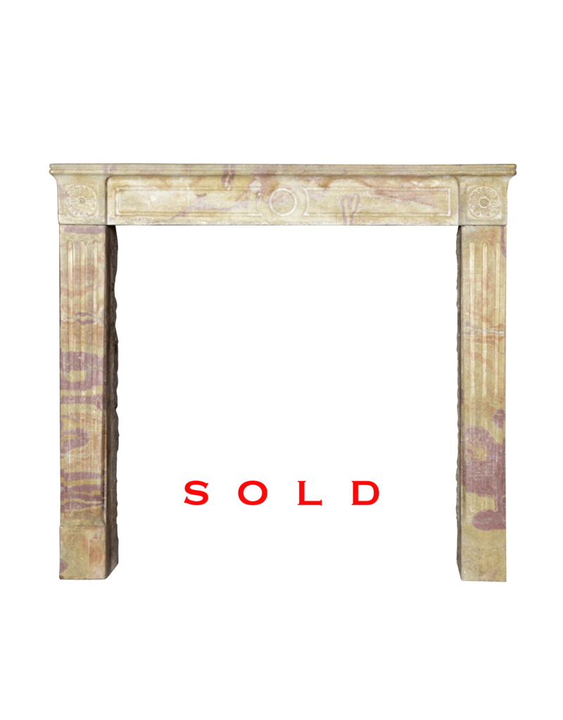 French Original Bicolor Stone Vintage Fireplace Mantle