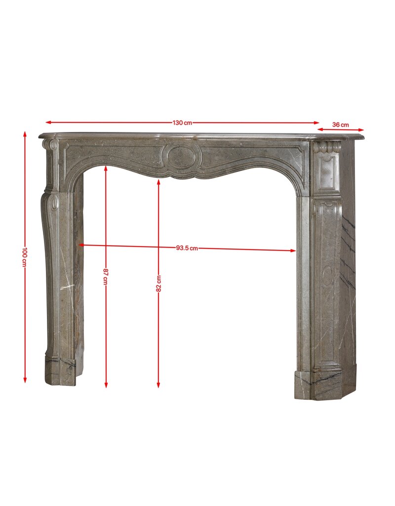 Chimenea francesa auténtica de estilo Pompadour en mármol verde mastic — Elegancia del siglo XIX para interiores modernos o clásicos