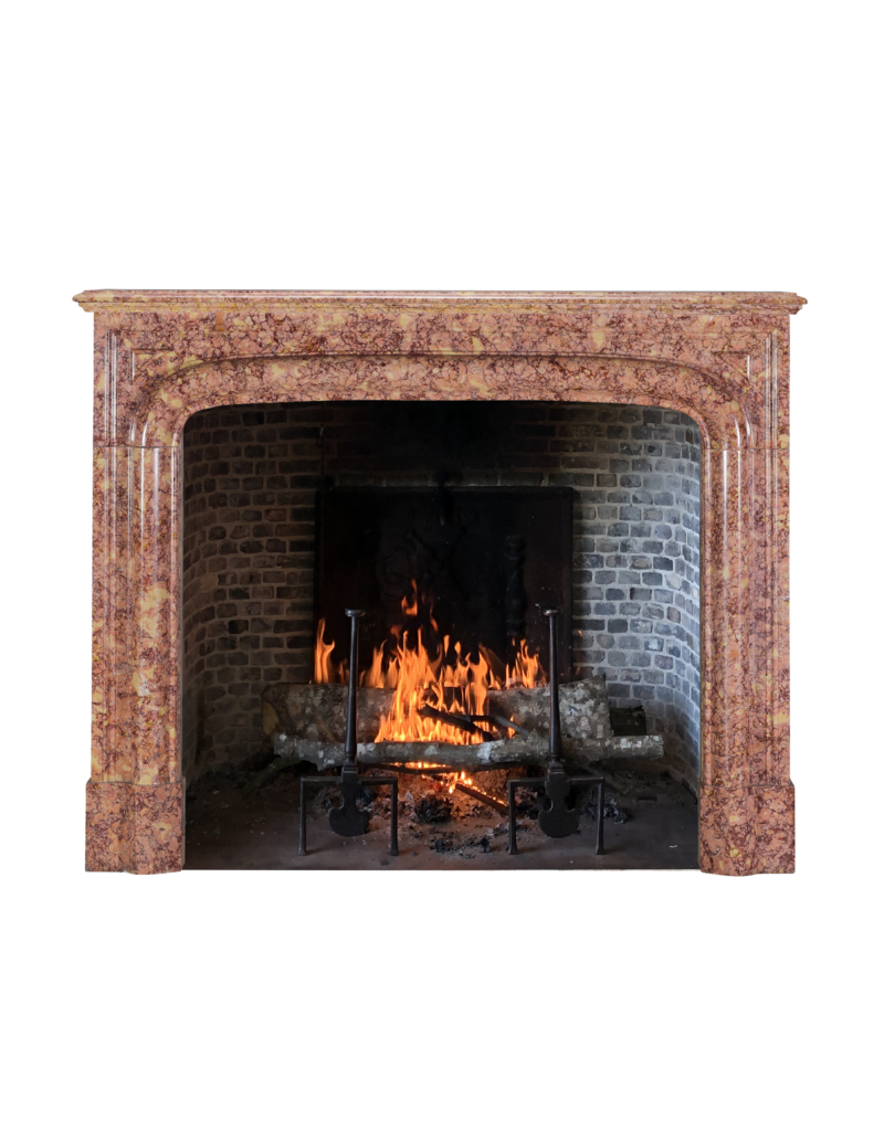 Authentic 19th Century French Louis XIV Style Fireplace Mantel in Brocatelle Marble — Elegant Original Surround for Modern and Classic Interiors