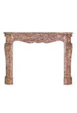 19th Century French Louis XV Pompadour Fireplace Mantel in Brocatelle Violet Marble – Authentic Antique Fireplace Surround