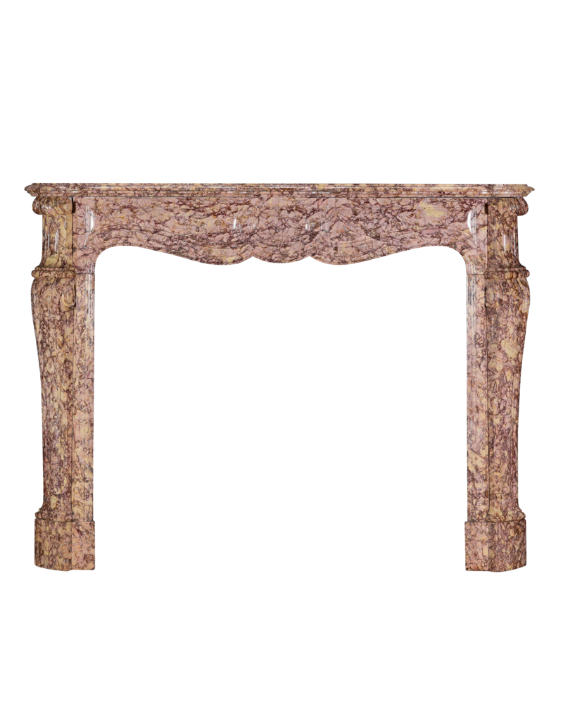 Französischer Louis XV Pompadour Kamin aus Brocatelle Violet Marmor – Originaler antiker Kamin aus dem 19. Jahrhundert