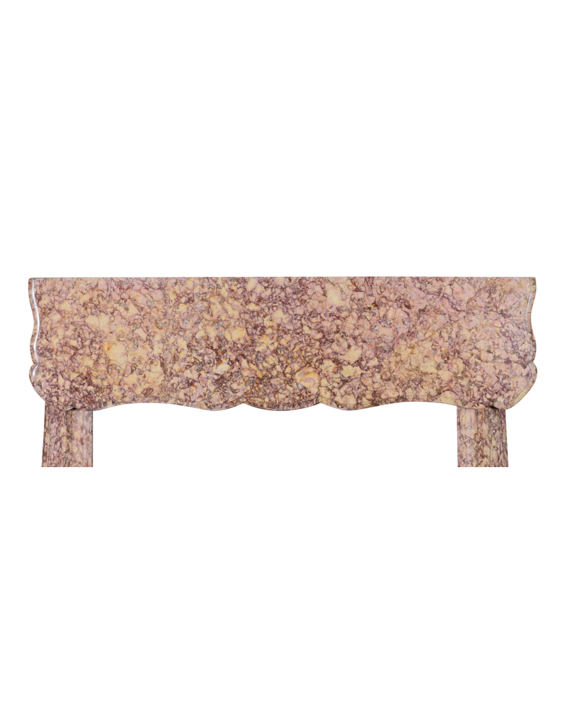 19th Century French Louis XV Pompadour Fireplace Mantel in Brocatelle Violet Marble – Authentic Antique Fireplace Surround