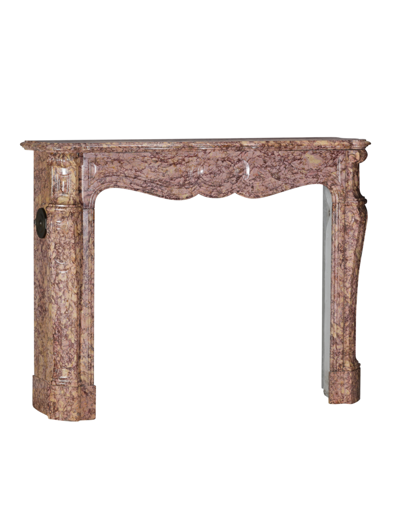 19th Century French Louis XV Pompadour Fireplace Mantel in Brocatelle Violet Marble – Authentic Antique Fireplace Surround