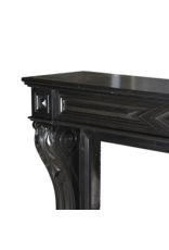 Authentic 19th Century Fireplace Mantel in Black Belgian Marble – Antique French Design, Perfect for Modern and Classic Interiors
