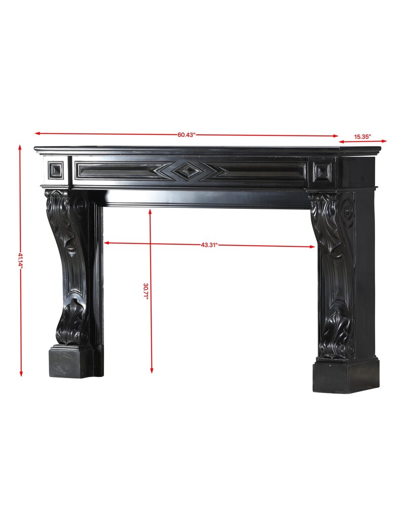 Maison Leon Van den Bogaert Cheminée Ancienne en Marbre Noir Belge | Authentique Cheminée Française du XIXe Siècle | Élégance et Luxe Intemporels