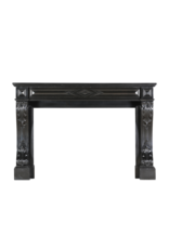 Chimenea Antigua de Mármol Negro Belga | Chimenea Francesa del Siglo XIX | Elegancia y Lujo Atemporales