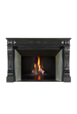 Authentic 19th Century Fireplace Mantel in Black Belgian Marble – Antique French Design, Perfect for Modern and Classic Interiors