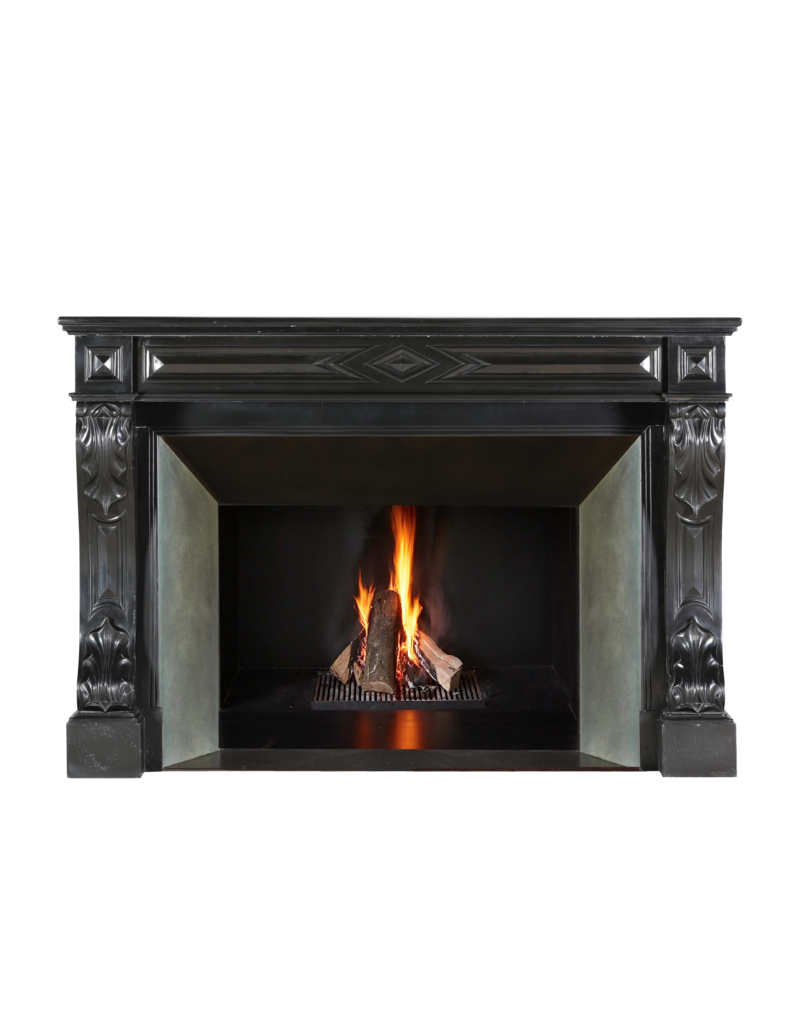 Maison Leon Van den Bogaert Cheminée Ancienne en Marbre Noir Belge | Authentique Cheminée Française du XIXe Siècle | Élégance et Luxe Intemporels