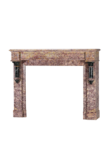 Cheminée Art Déco En Marbre Brocatelle Violet Et Marbre Vert Français