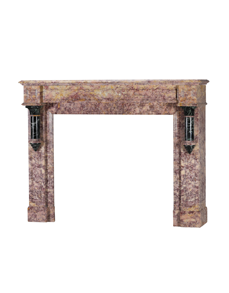 Art Deco Violet Brocatelle & Green French Marble Fireplace Surround - Early 20th Century