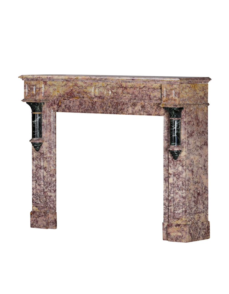 Cheminée Art Déco En Marbre Brocatelle Violet Et Marbre Vert Français