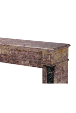 Art-Déco-Kamin aus violettem Brocatelle & grünem französischem Marmor