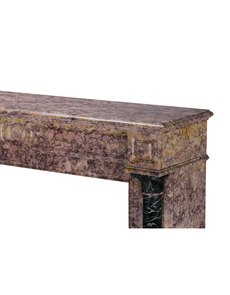 Art-Déco-Kamin aus violettem Brocatelle & grünem französischem Marmor