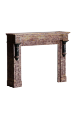 Chimenea Art Déco De Principios Del Siglo XX En Mármol Brocatelle Violeta Y Mármol Verde