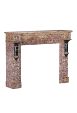 Chimenea Art Déco De Principios Del Siglo XX En Mármol Brocatelle Violeta Y Mármol Verde