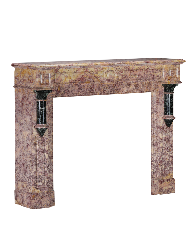 Art-Déco-Kamin aus violettem Brocatelle & grünem französischem Marmor