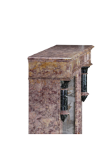 Chimenea Art Déco De Principios Del Siglo XX En Mármol Brocatelle Violeta Y Mármol Verde