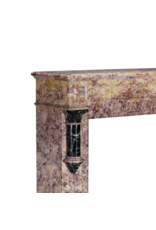 Chimenea Art Déco De Principios Del Siglo XX En Mármol Brocatelle Violeta Y Mármol Verde