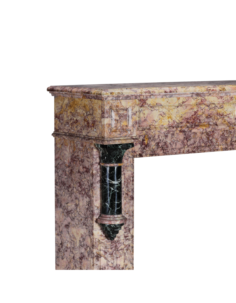 Cheminée Art Déco En Marbre Brocatelle Violet Et Marbre Vert Français