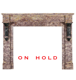 Cadre De Cheminée Art Déco En Marbre Brocatelle Violet