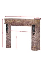 Art-Déco-Kamin aus violettem Brocatelle & grünem französischem Marmor