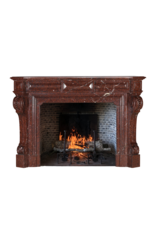 Maison Leon Van den Bogaert Red Griotte Marble Fireplace Surround – Authentic Mantel from Chateau Interior