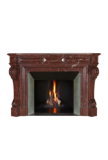 Maison Leon Van den Bogaert Red Griotte Marble Fireplace Surround – Authentic Mantel from Chateau Interior
