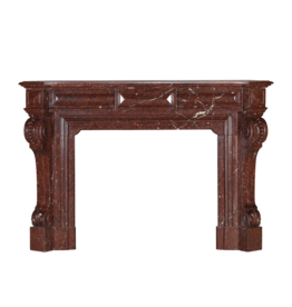 Maison Leon Van den Bogaert 19th Century Red Griotte Marble French Fireplace Surround