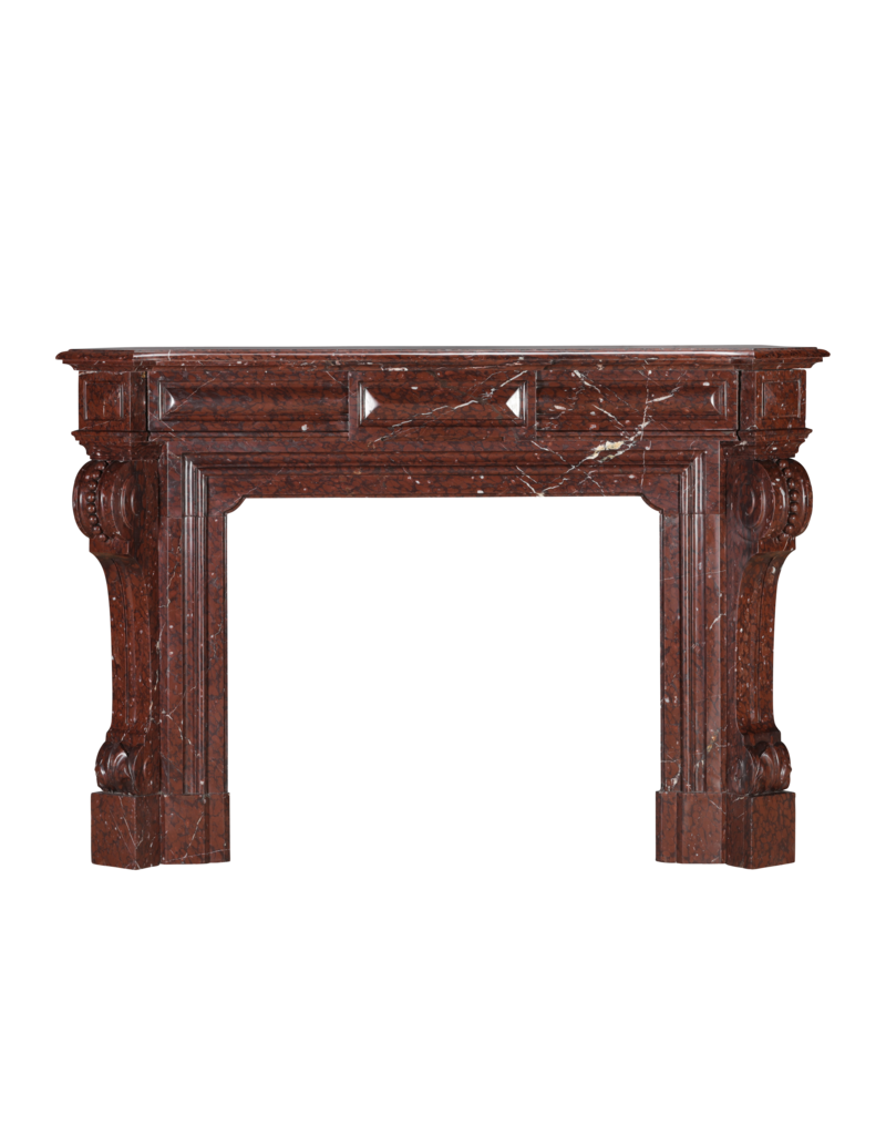 Maison Leon Van den Bogaert Red Griotte Marble Fireplace Surround – Authentic Mantel from Chateau Interior