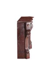 Maison Leon Van den Bogaert Red Griotte Marble Fireplace Surround – Authentic Mantel from Chateau Interior