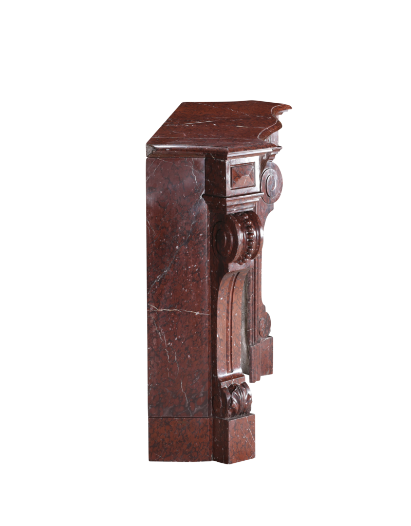 Maison Leon Van den Bogaert Red Griotte Marble Fireplace Surround – Authentic Mantel from Chateau Interior
