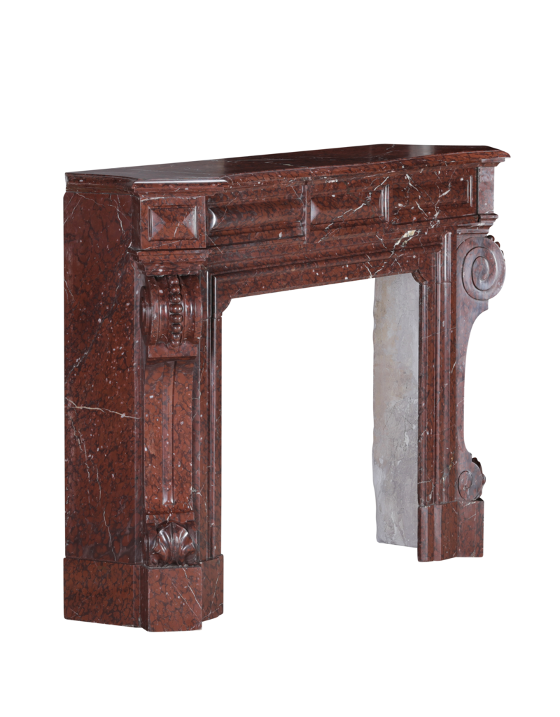 Maison Leon Van den Bogaert Red Griotte Marble Fireplace Surround – Authentic Mantel from Chateau Interior