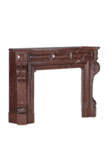 Maison Leon Van den Bogaert Red Griotte Marble Fireplace Surround – Authentic Mantel from Chateau Interior