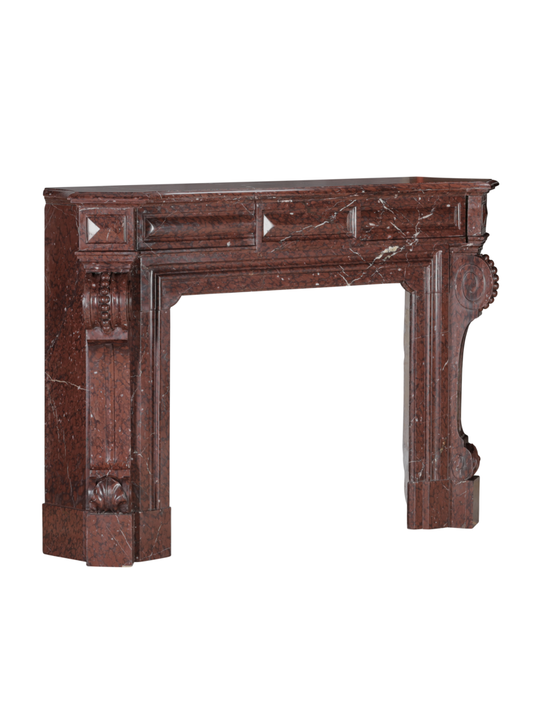 Maison Leon Van den Bogaert Red Griotte Marble Fireplace Surround – Authentic Mantel from Chateau Interior
