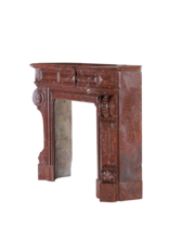 Maison Leon Van den Bogaert Red Griotte Marble Fireplace Surround – Authentic Mantel from Chateau Interior