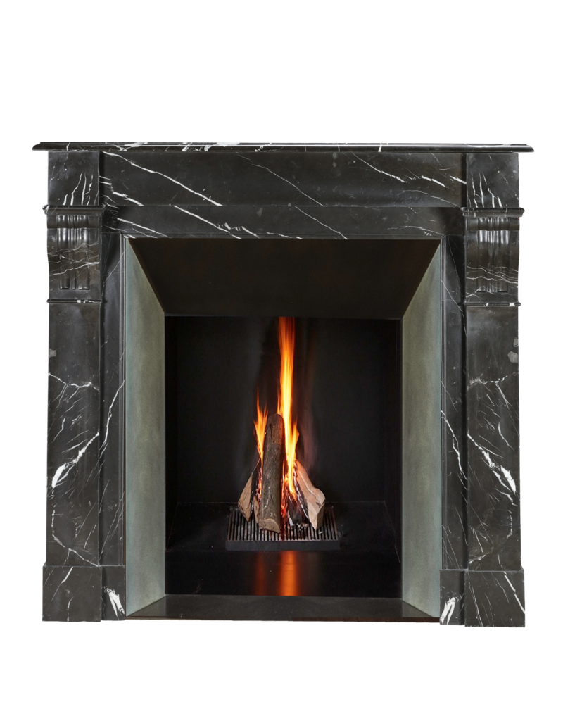 Maison Leon Van den Bogaert Authentic Napoleon III Fireplace Surround in Black Noir Cihigue Marble from the Atlantiques Pyrénées