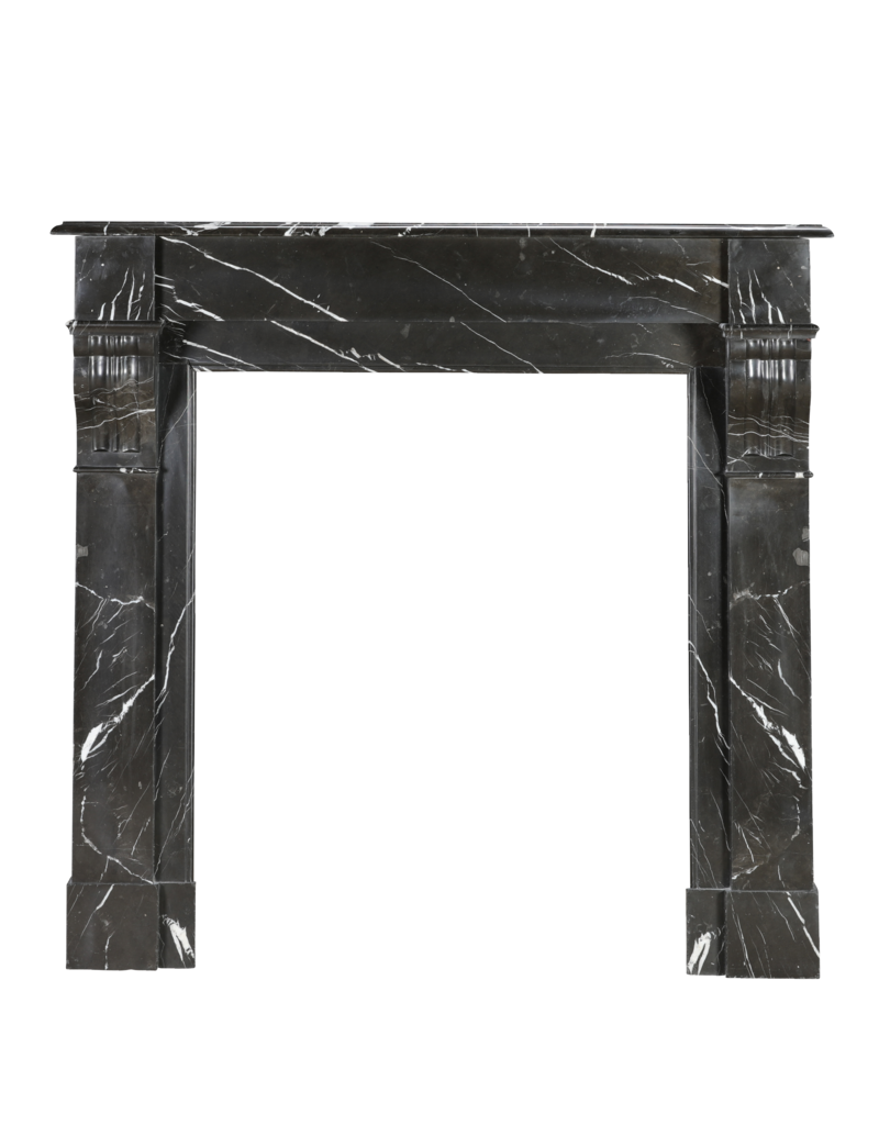 Maison Leon Van den Bogaert Authentic Napoleon III Fireplace Surround in Black Noir Cihigue Marble from the Atlantiques Pyrénées