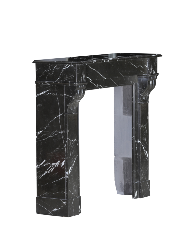 Maison Leon Van den Bogaert Authentic Napoleon III Fireplace Surround in Black Noir Cihigue Marble from the Atlantiques Pyrénées