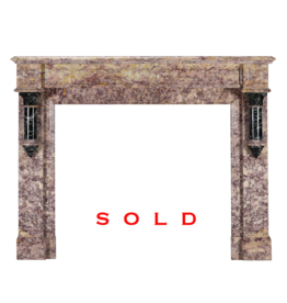 Art Deco Violet Brocatelle & Green French Marble Fireplace Mantel