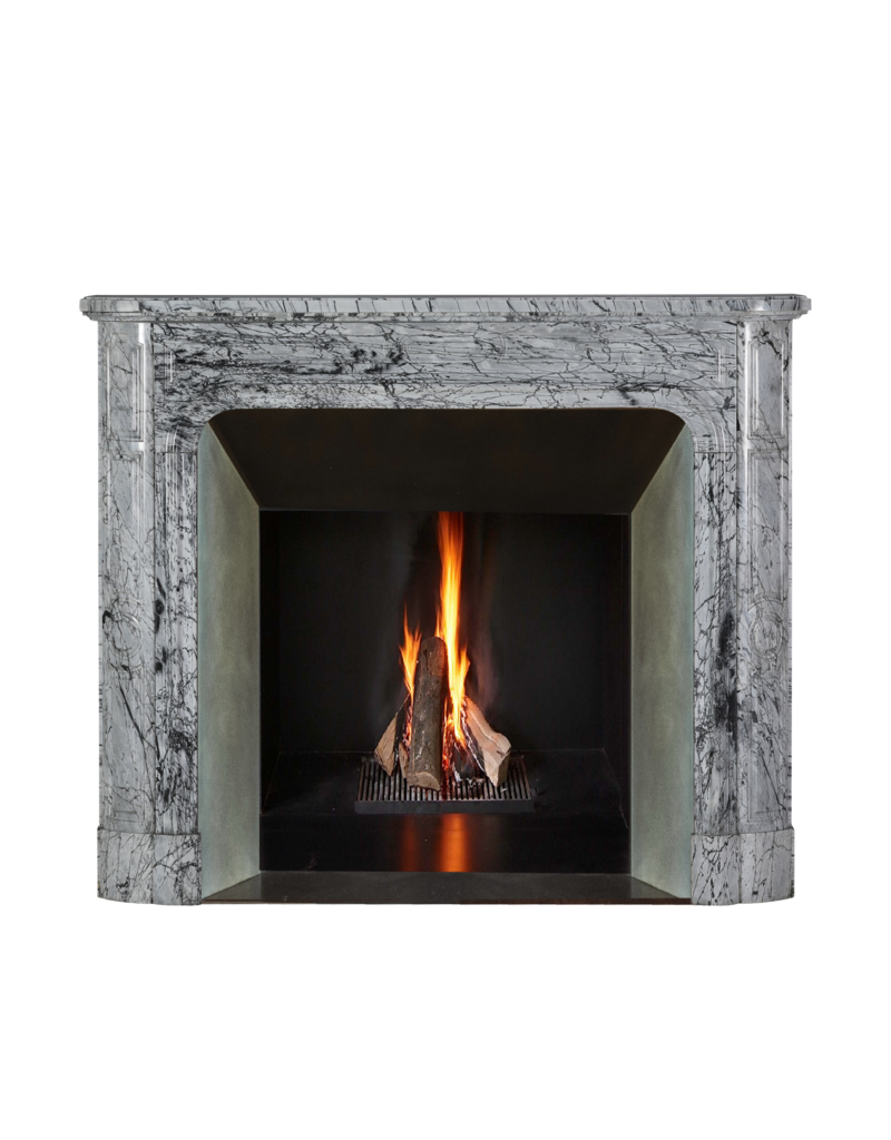 Maison Leon Van den Bogaert 19th-Century Parisian Marble Fireplace in Bleu Fleuri | Authentic French Mantel